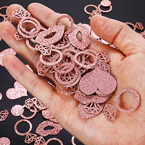 Grevosea 200Pcs Bachelorette Decorations Rose Gold Diamond Ring Confetti Engagement Party Decorations Glitter Bachelorette Rose Gold Confetti For Wedding Birthday Party Decoration #TOP3