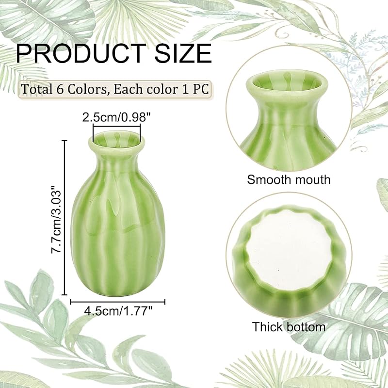 Set 6 vaze din ceramică pentru flori, stil boho rustic modern farmhouse, vase mici multicolore pentru flori și plante, decor pentru sufragerie și rafturi