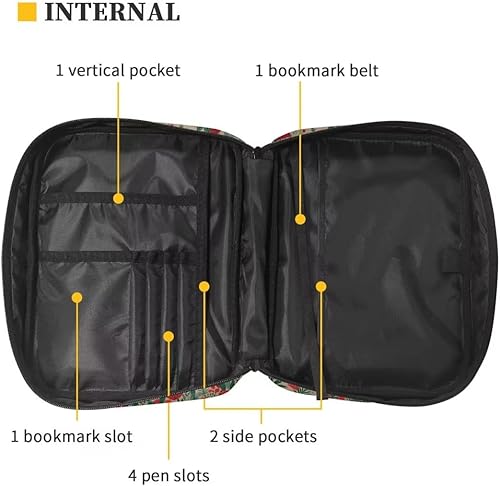 Miniatura 5 de Pensura Funda de Biblia de tamaño grande para mujer, funda de Biblia con estuche de rosa roja, organizador de Biblia con asa portátil y bolsillo