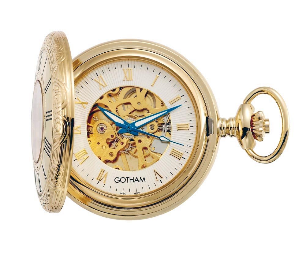 Gold Gotham Mechanical Pocket Watch Gotham Men's Gold Plated Slim