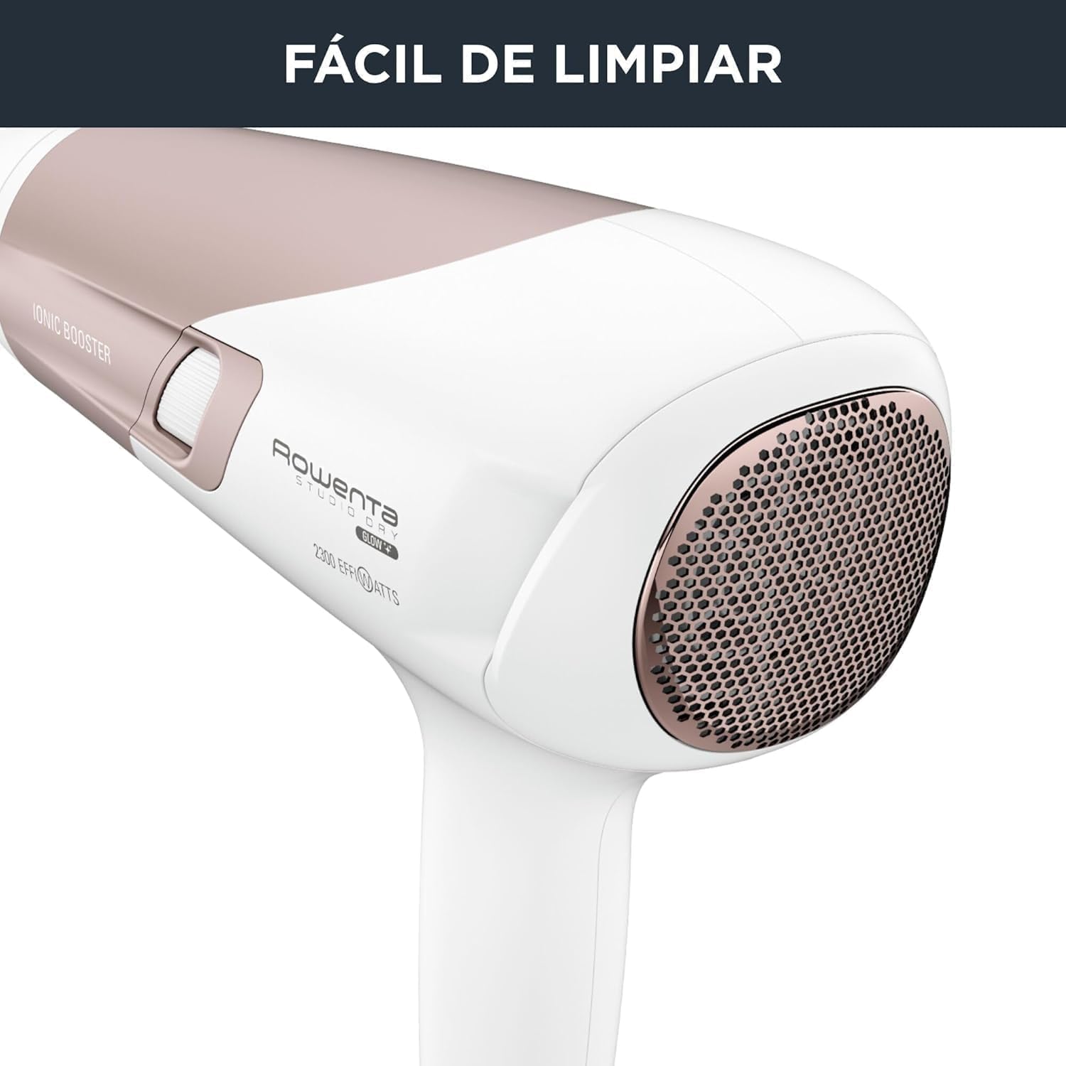 Rowenta Studio Dry CV5830 Secador de pelo 2300 W, Tecnología Effiwatts, 6 ajustes de velocidad/temperatura, Termocontrol, generador iónico, aire frío, difusor, cable 1.8 m, Blanco