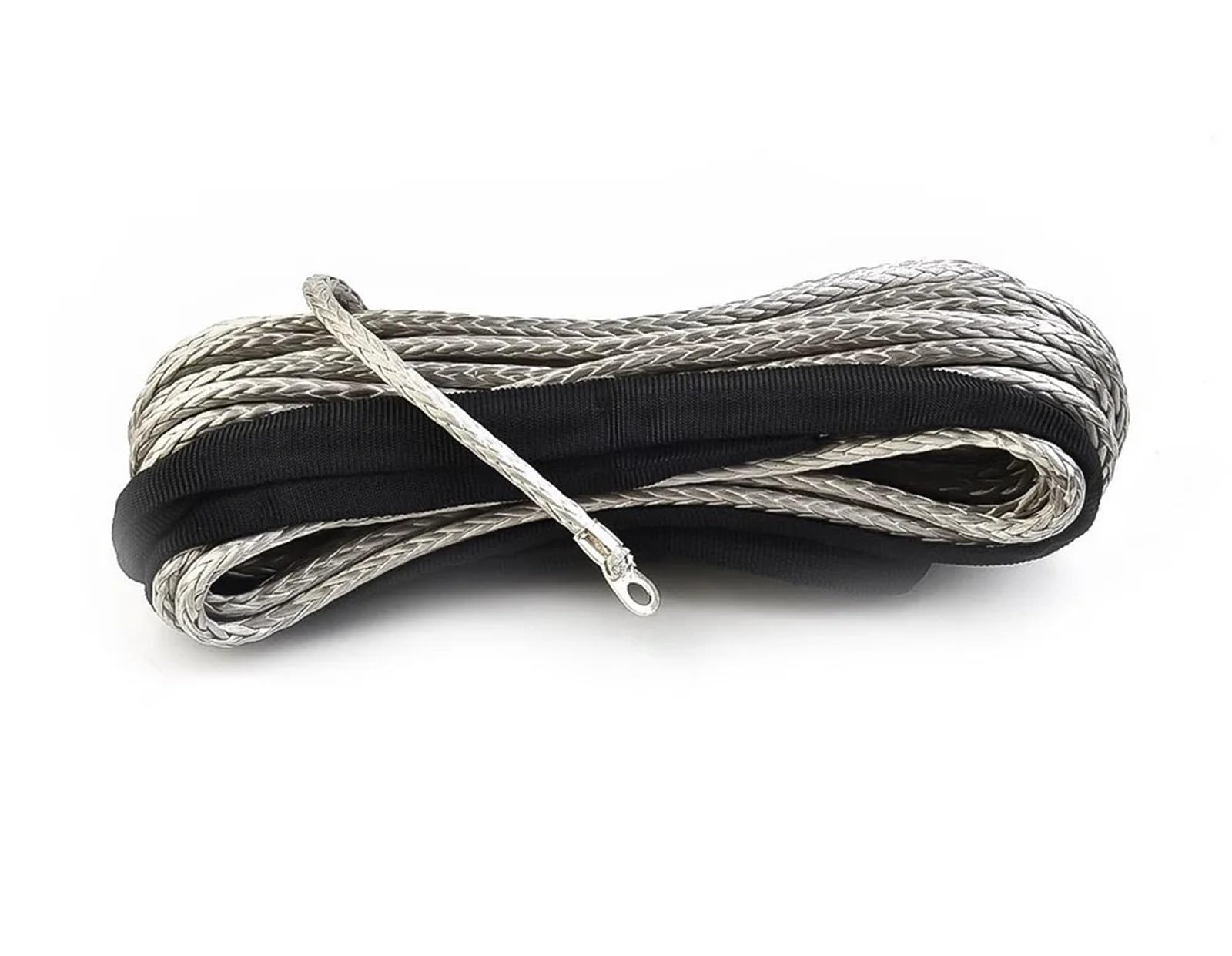 Hak holowniczy do wciągarki Kabel linowy do wyciągarki z osłoną Szara syntetyczna lina holownicza ATV UTV Syntetyczny kabel do wyciągarki 15 m lina wciągarki przyczepa
