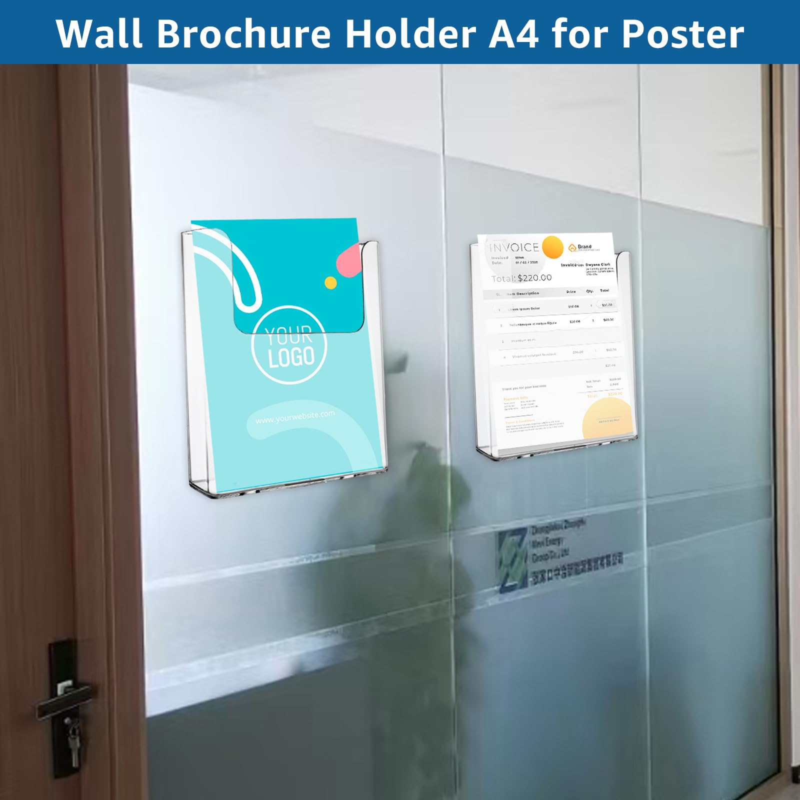 Lot de 3 Porte Document Mural A4 Transparent - Porte Revue pour Dépliants, Brochures, Menus