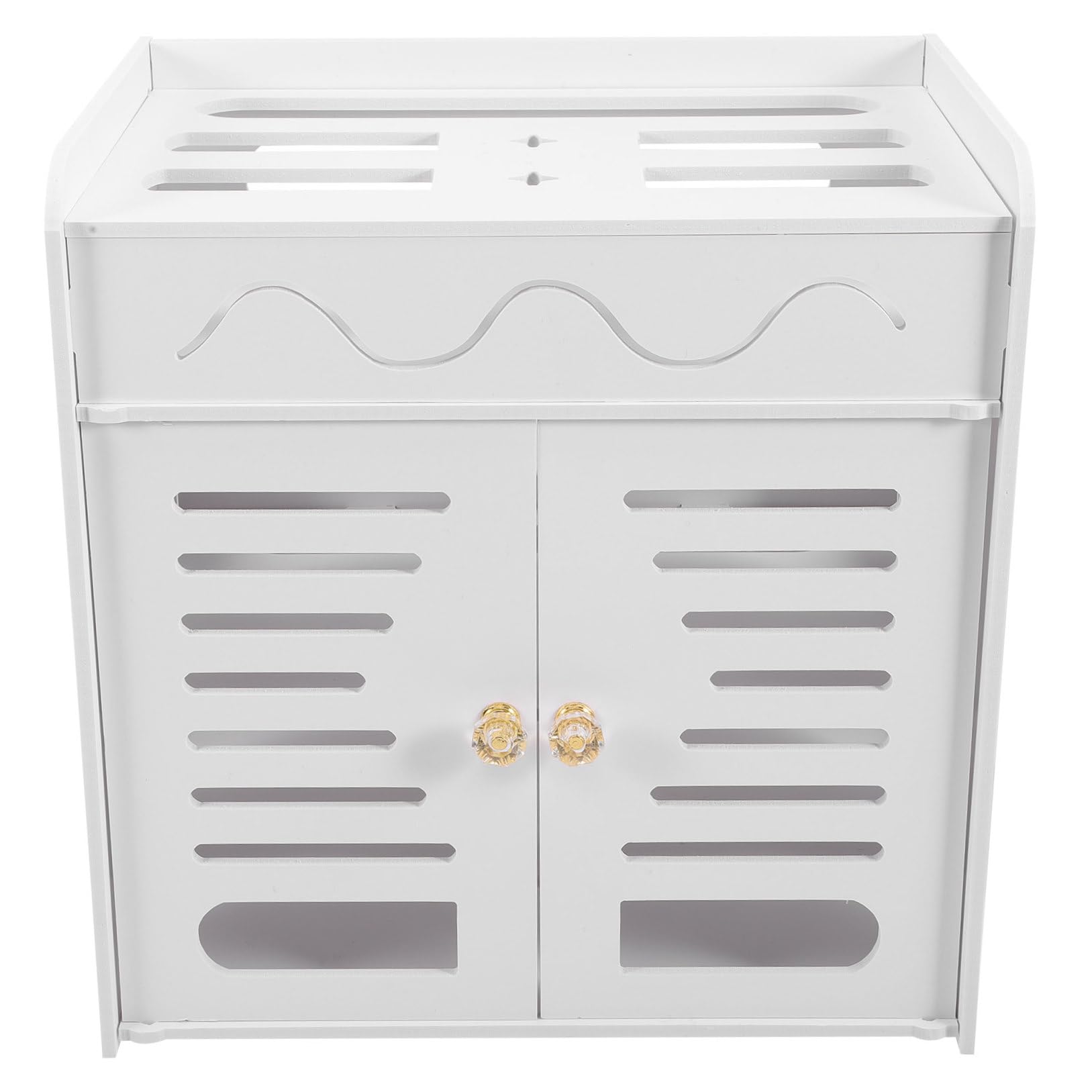 Boîte de rangement wifi 4 niveaux grand format avec support mural double porte