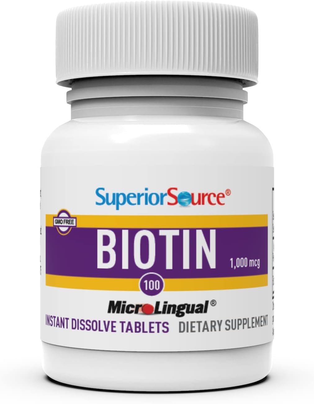 Superior Source Biotin 1000 mcg Sublingual Instant Dissolve Tablets - Hair, Skin, and Nails Growth Vitamins - 100 Count