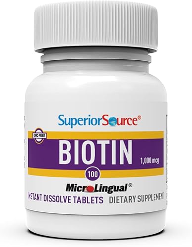 Miniatura 3 de Superior Source Biotina 1000 mcg Sublingual Instant Dissolve Tablets - Vitaminas para el crecimiento del cabello la piel y las uñas - 100 unidades
