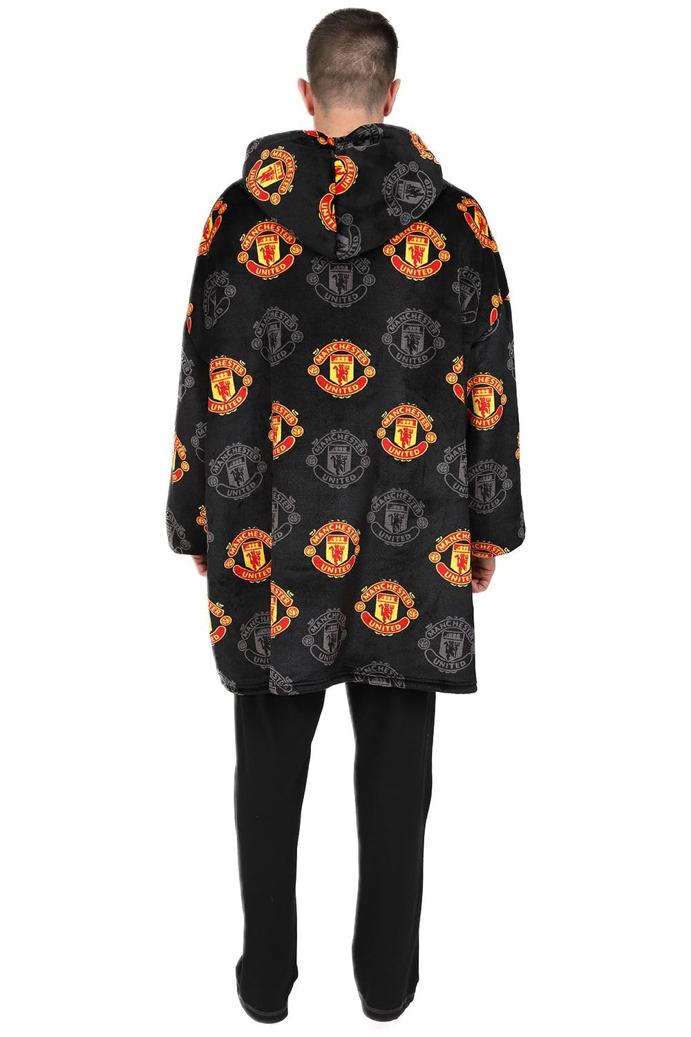 Manchester United Football Club - Sudadera con capucha para hombre, forro polar, color negro, Negro, Taille unique