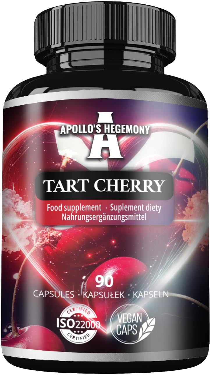 Tart Cherry 500 mg par gélule - Extrait concentré 25:1-90 gélules végétaliennes pour un bien-être amélioré - par Apollo's Hegemony