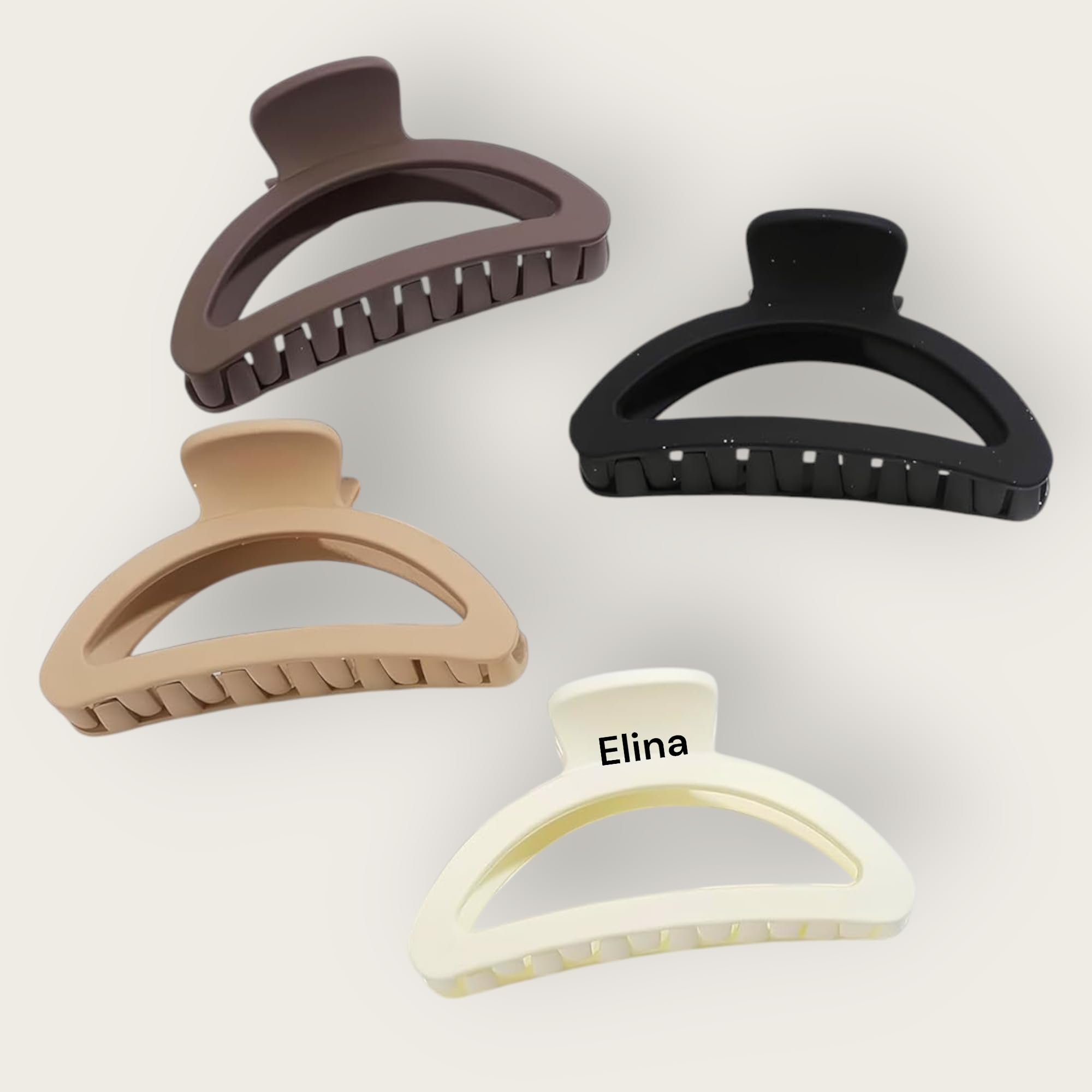 Elina 3 Pcs Large Hair Clutchers for Thick Long Hair, Jumbo Matte Non-Slip Hair Claw Clips with Extra Strong Grip, Neutral Color Big Barrette for Women & Girls Accessories (D-Shape) 3 Pcs-image-48