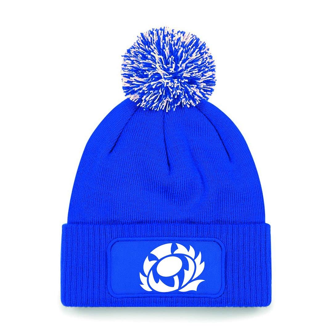 Cyclops Print Scotland Bobble Beanie Rugby Hat Royal