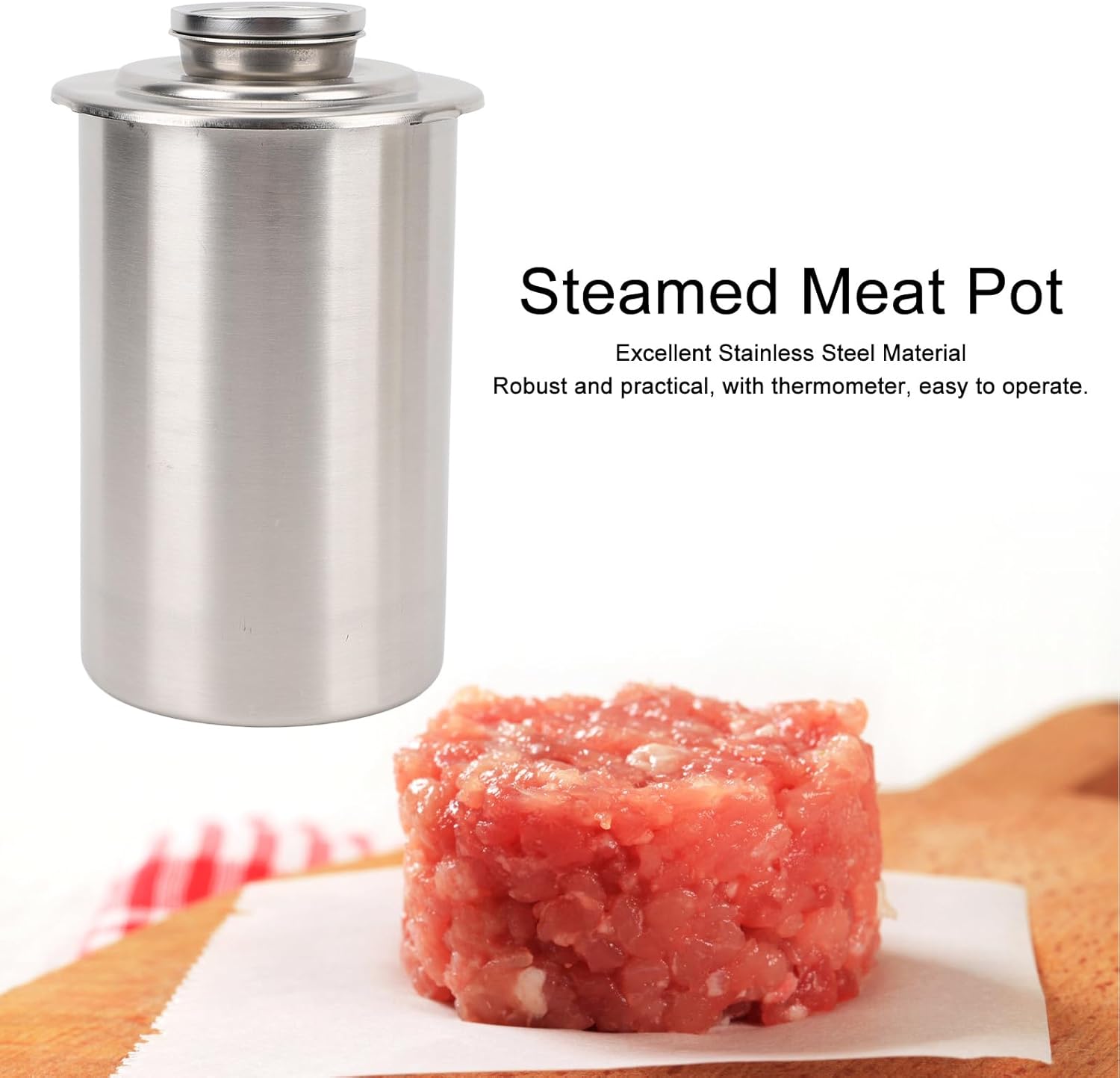 Ham Press Maker, Stainless Steel Meat Press Maker with Thermometer, Homemade Meat Press Cooker Bucket, Meat Pressure Cooking Tool for Sandwich, Seafood, Patty (Type 2)