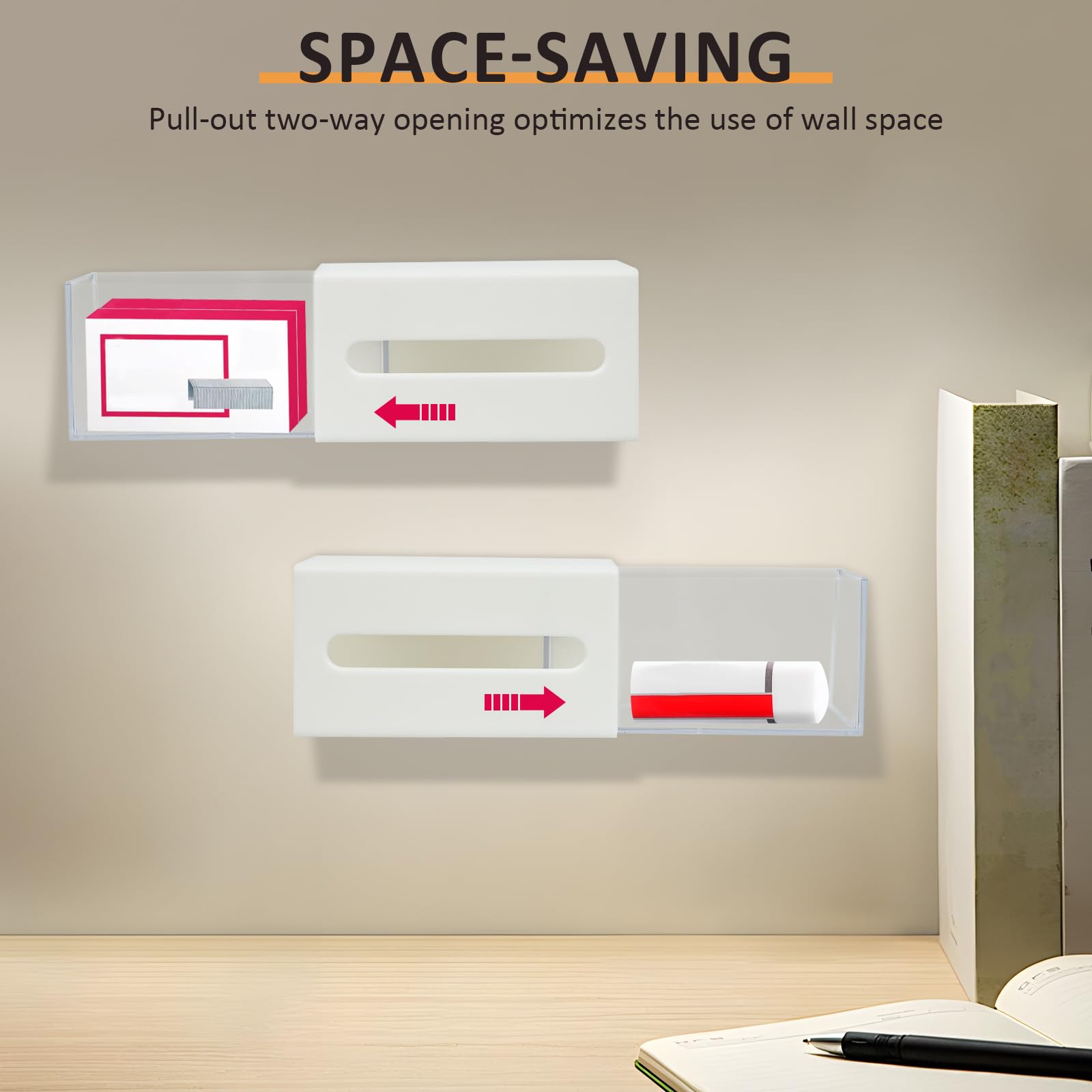 Jinminamz Wall-Mounted Storage Box with Drawers, White, Plastic Frame, HIPS Material - Image 3