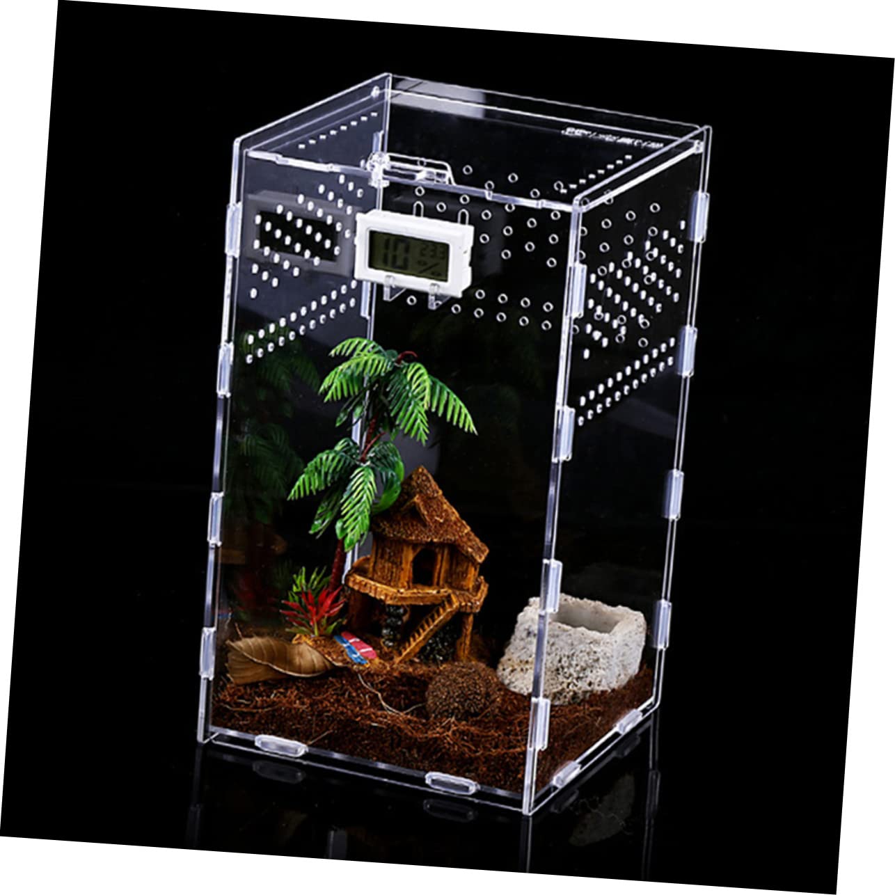 Toyvian Terrarium und Magnetischer Aufzuchtbox mit Stabilem Belüftungssystem für Reptilien aus Acryl zur Zucht und Haltung für Schildkröten und Spinnen