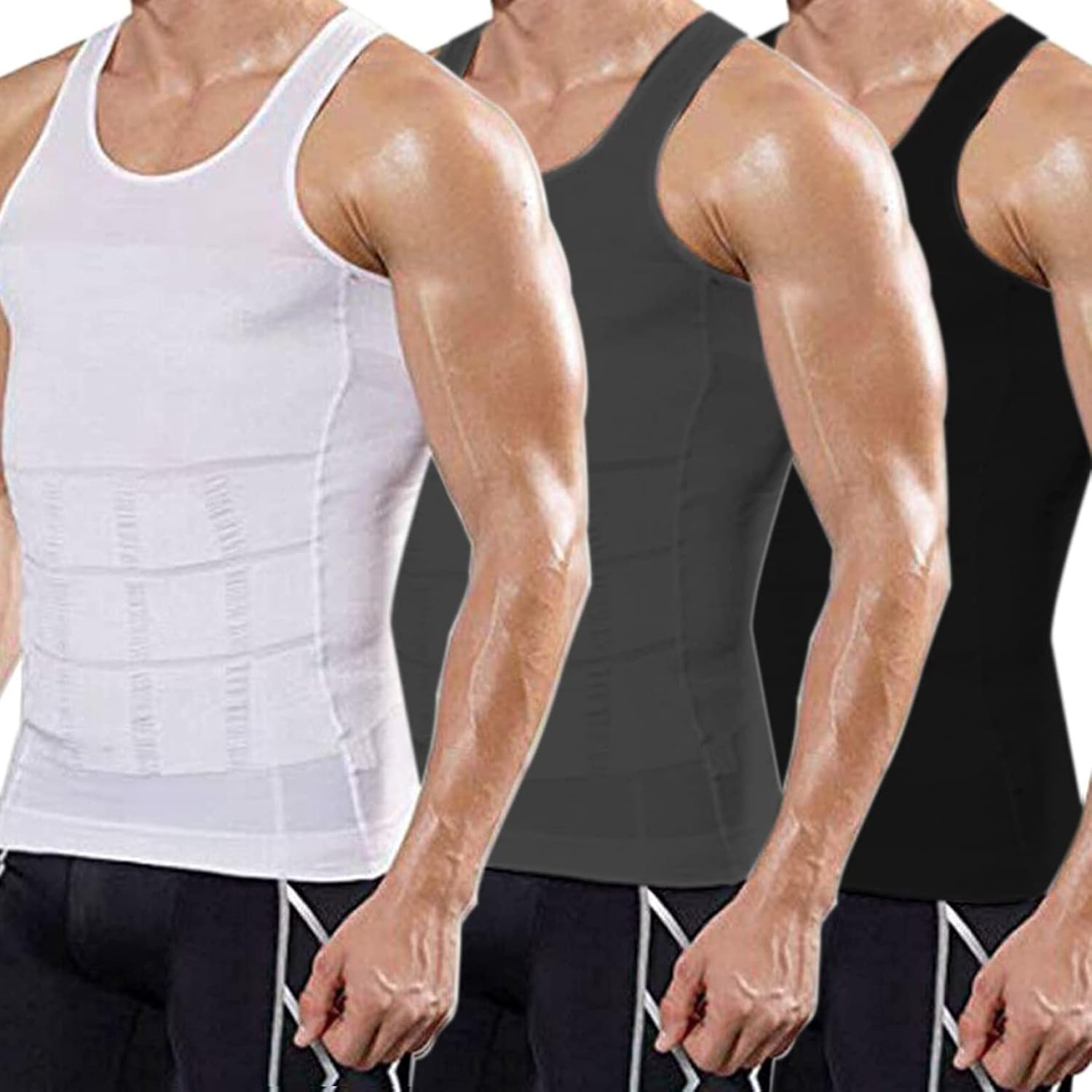 Heren Slim Compressie Shirt Elastische Shapewear Tops Mouwloze Taille Trainer Fat Burner Vest Ademend Ondergoed