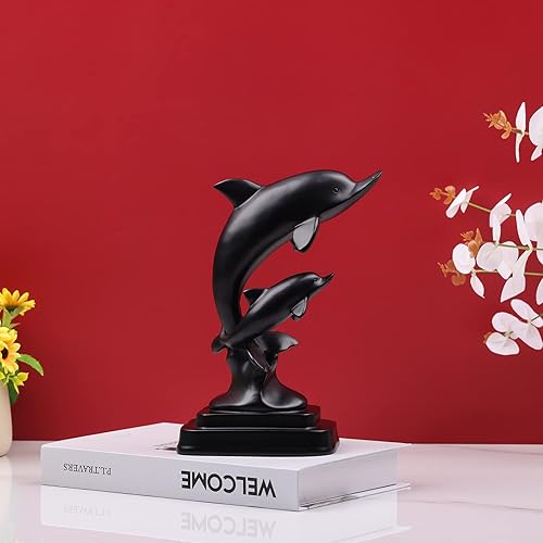 Miniatura 7 de Estatua de pez delfín decoración del hogar, bonita decoración temática costera, centros de mesa modernos del océano para sala de estar, comedor,