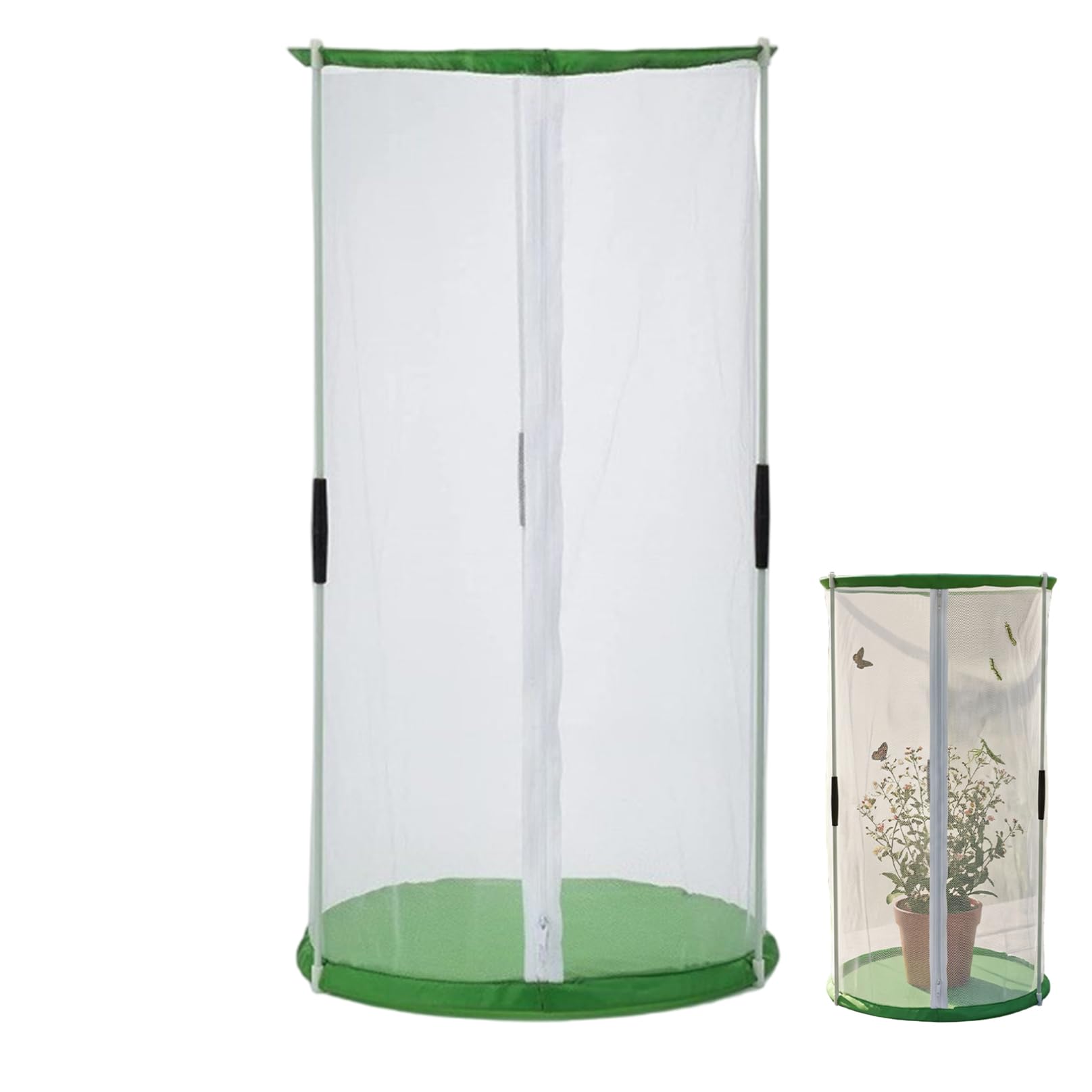 DAGLLGEW Butterfly Habitat, Clear Cylindrical Mesh Butterfly Enclosure with Zipper Top for Easy Access, Perfect for Insect Observation & Plant Protection Cage Enclosure
