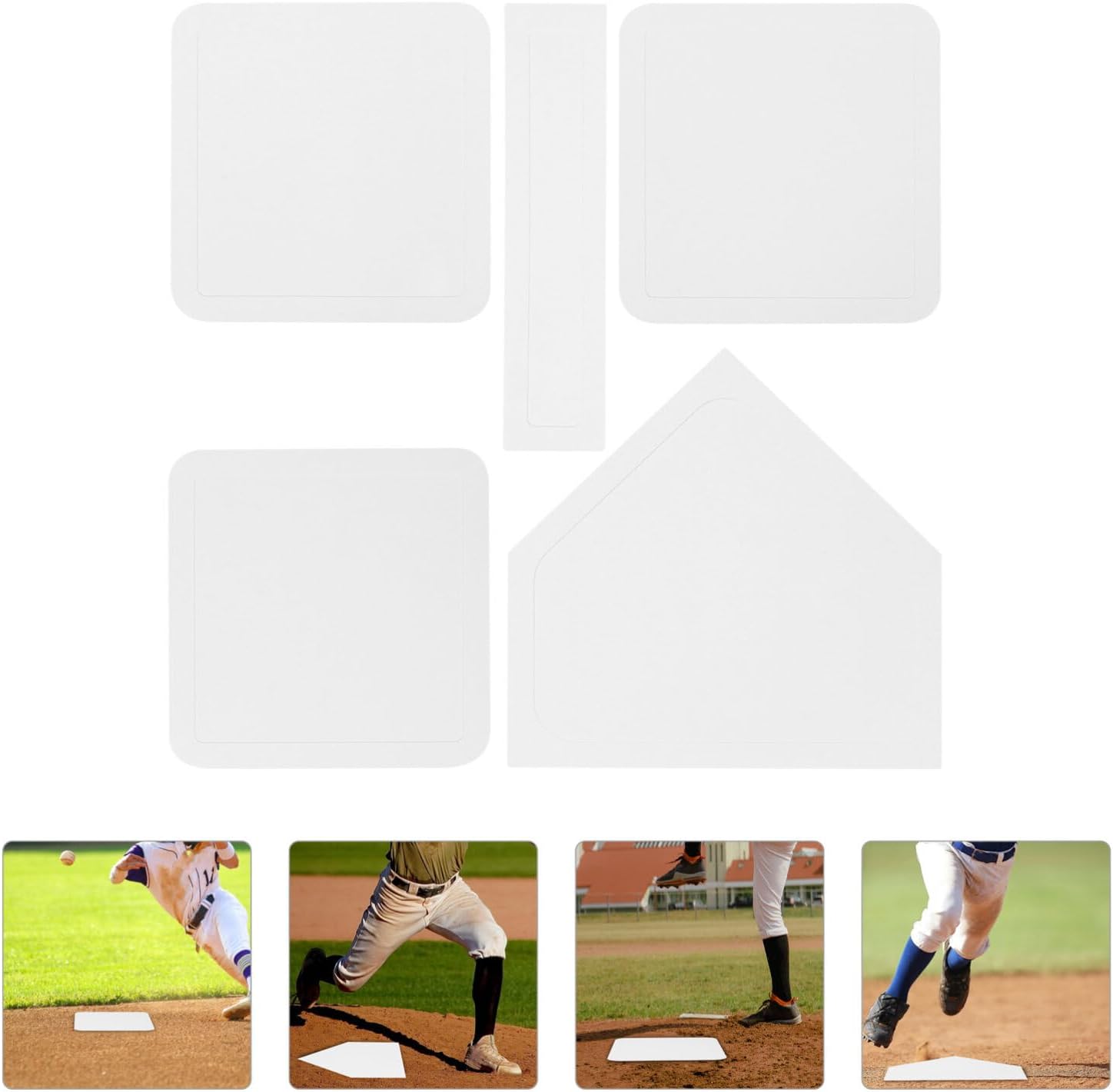 Yardwe 5pcs Rubber Baseball Plate Non-Slip Bases for Softball Baseball Practice for School Gym Classes and Outdoor Games