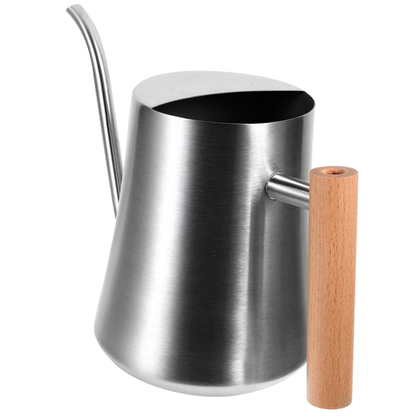 Regadera de Jardín Interior 1l de Acero Inoxidable Mango de Madera | Plata, Asa Ergonómica y Estructura Robusta, Uso en Casa y Exterior, para Plantas y Flores