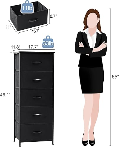 Miniatura 3 de Crestlive Products Torre de almacenamiento vertical para aparador, marco de acero resistente, parte superior de madera, contenedores de tela fáciles