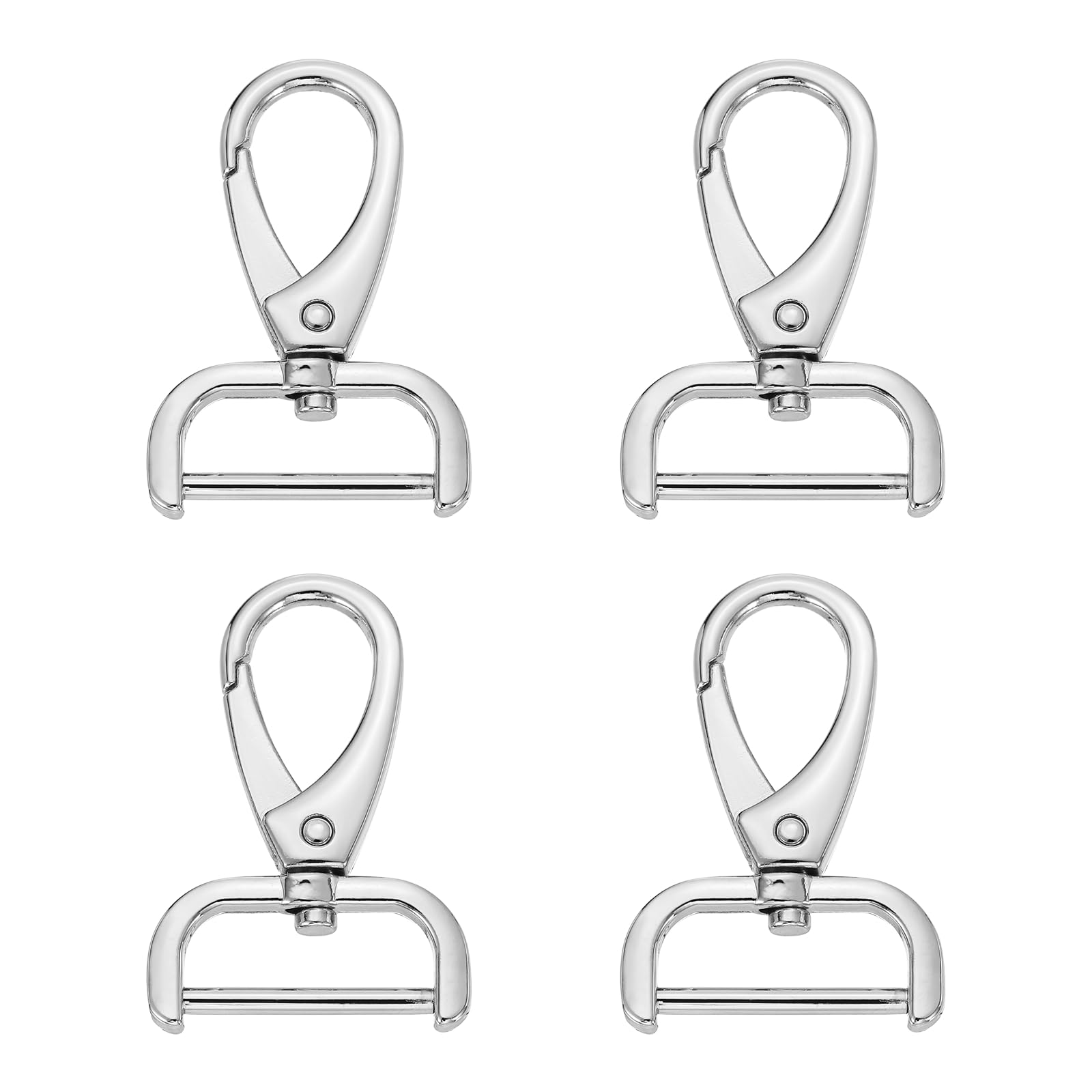 sourcing map 4pcs Detachable Snap Swivel Hook Clasp 1" (25mm) Zinc Alloy Lobster Claw Clasps for Keychain Lanyard Purse DIY Purse Strap, White