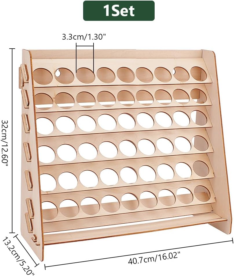 PH PandaHall 54 Holes Wooden Paint Rack Organizer Paint Storage Organizer Stand Display Craft Bottle Holder Pigment Ink Paints Tool Storage for Miniature Paints Set, Hole: 1.3 inch