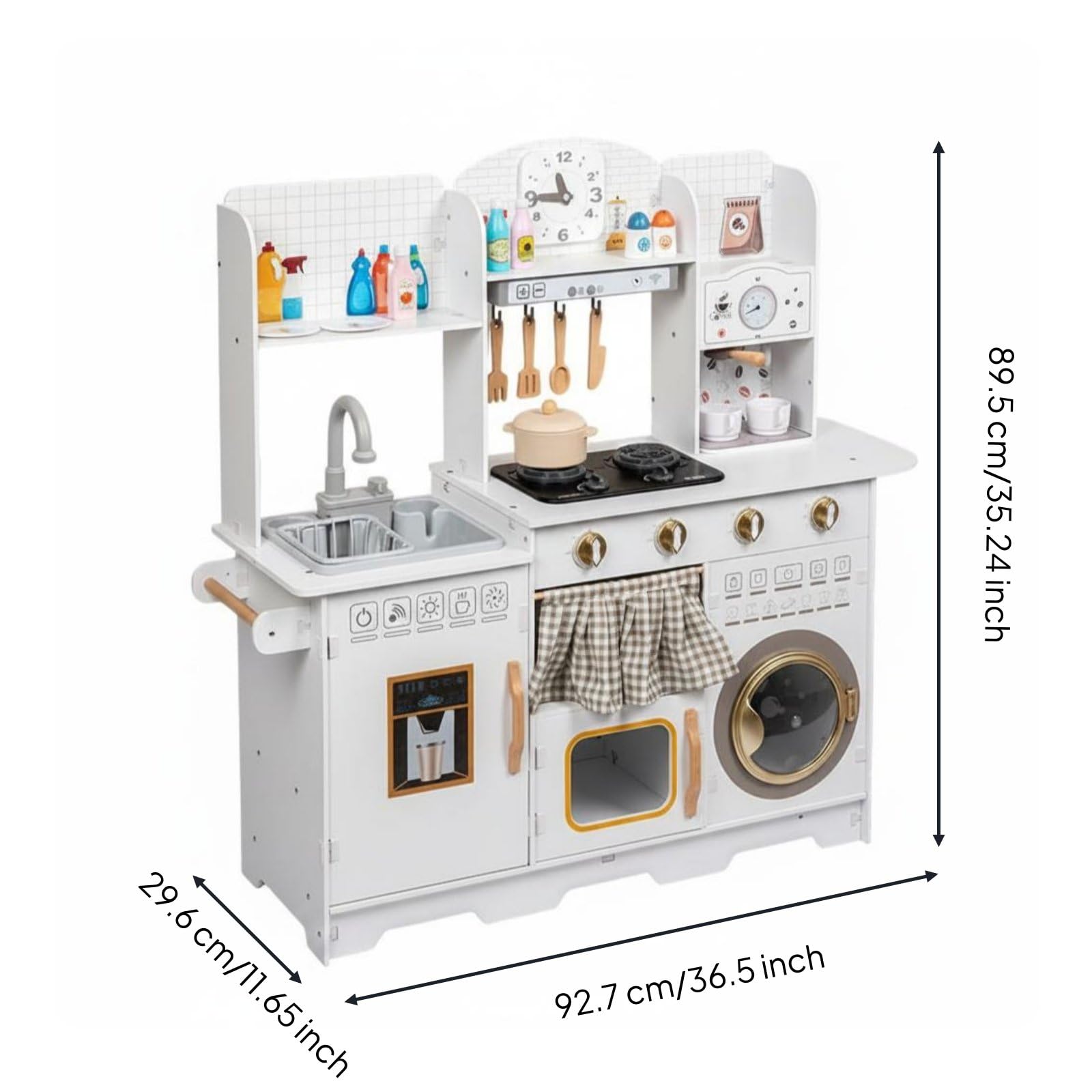 Cucina Giocattolo in Legno Bordi Arrotondati Cucina da Gioco con Acqua Suono e Luci per Casa