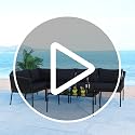 Image of DEVOKO Outdoor 3 Piece Rope Patio L-Shape Sofa All Weather Washable Cushion with Center Table for Garden, Pool, Deck, Balcony, Backyard (Black & Black)