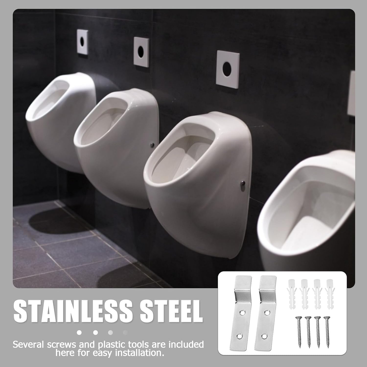 2 Sets Stainless Steel Urinal Wall Hooks Urinal Support Brackets Bathroom Toilet Hanging Accessories