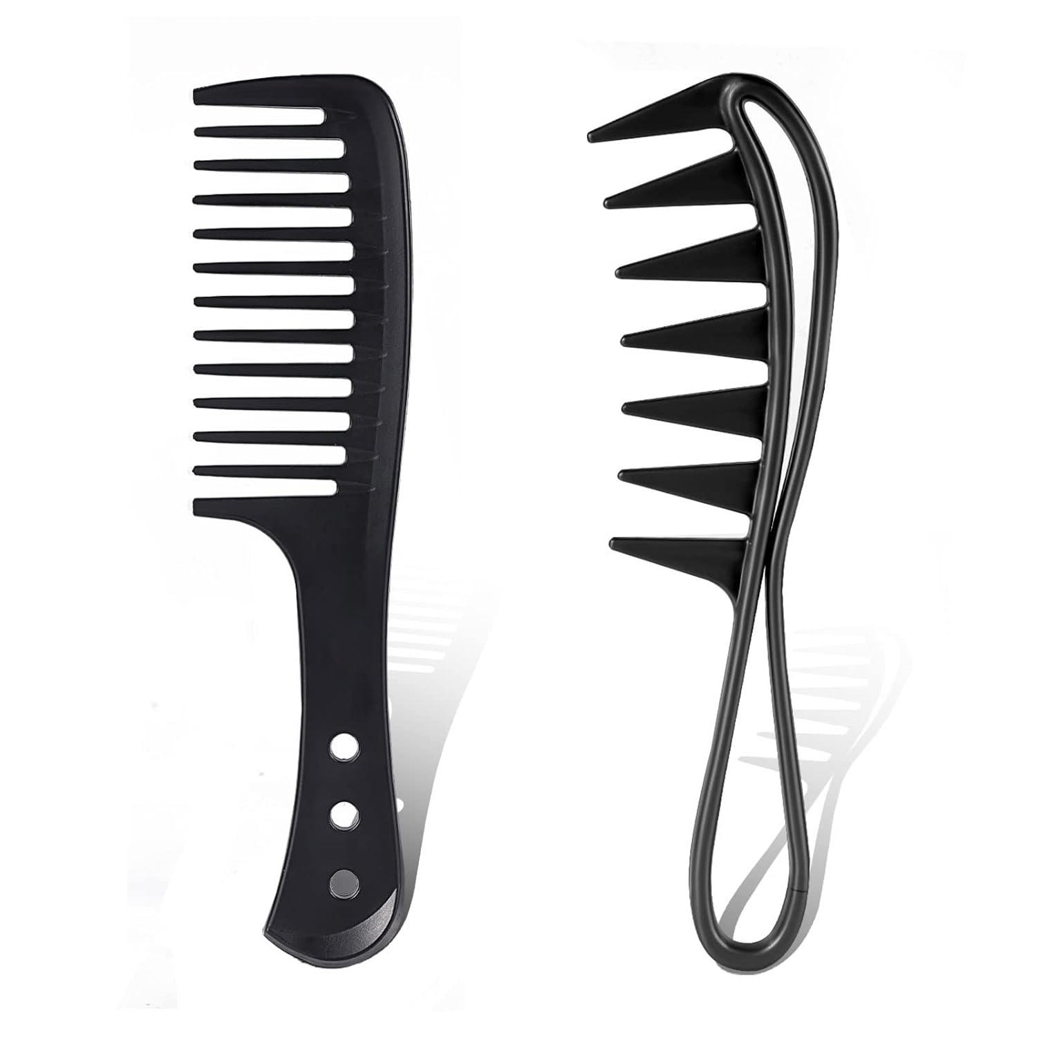 2Pcs Hair Combs, Wide Tooth Comb for Curly Wet Wavy Thick Hair Wigs Barber Salon, Large Tooth Spacing Shark Teeth Hair Hairstyle Tool (Black) 2Pcs Hair Combs, Wide Tooth Comb for Curly Wet Wavy Thick Hair Wigs Barber Salon, Large Tooth Spacing Shark Teeth Hair Hairstyle Tool (Black)