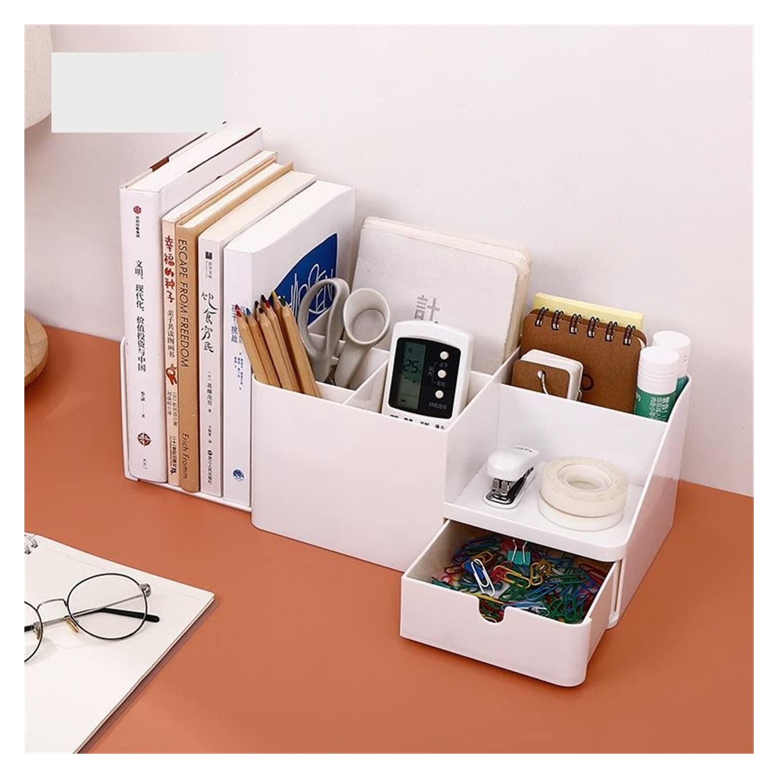 Pot à crayons Nouveau ABS bureau bureau organisateur bacs support de rangement bureau crayon stylo articles divers boîte extensible papeterie bureau fournitures scolaires Porte stylo ( Color : Beige ,