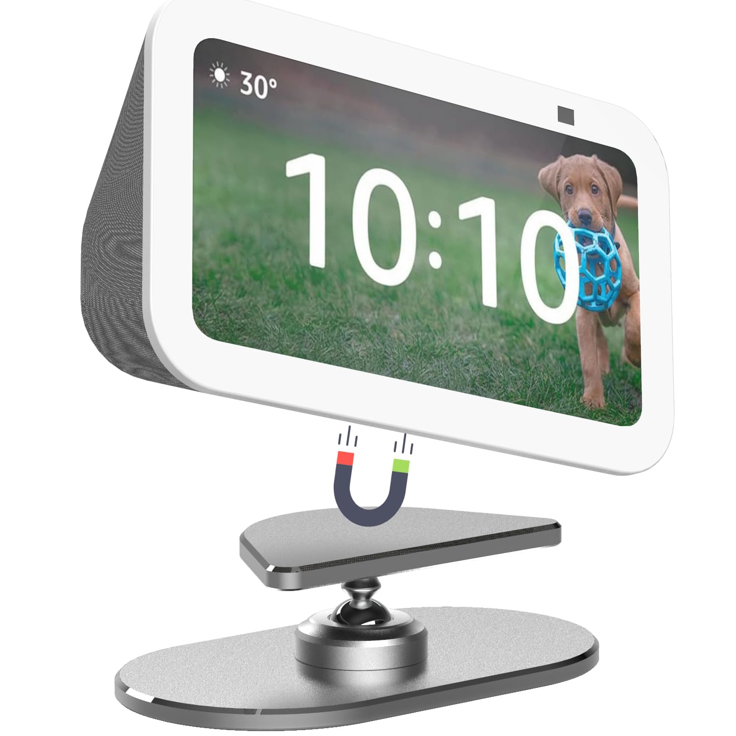 Support Métal Pour Amazon Echo Show 8 (3ème Gén) - Magnétique, Pivotant 360° - Base Antidérapante