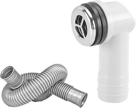 QRITY 1 PCS Overflow Pipe, 29x29mm Round Interface, Kitchen Sink Drain Pipe Kit, Silver, ABS Plastic, Bathroom Sink Overflow Head, 450mm Length