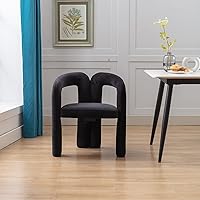 Vista 2 de Tmosi Modernas sillas de comedor de terciopelo tapizadas, con respaldo curvado, cómoda silla auxiliar para cocina, comedor, sala de estar