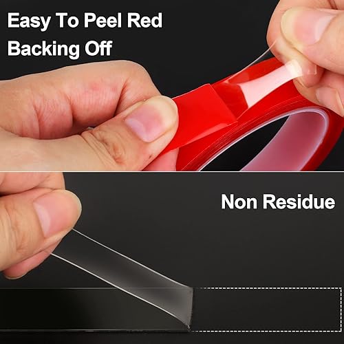 Miniatura 3 de Cinta de montaje de doble cara, paquete de 2 unidades, resistente (3/4 pulgadas de ancho, total de 20 pies), adhesivo transparente, impermeable,