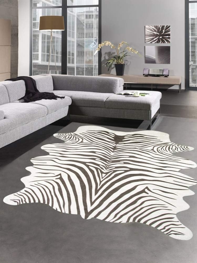 CARPETIA Print Carpet Animal Print Zebra carpet faux fur zebra skin beige brown size 75x100 cm
