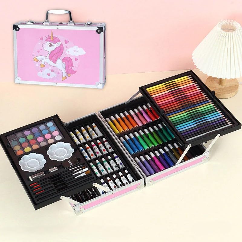 Brille Bee 145Pc Art & Craft Painting Set – Suitcase Shape All-in-1 Art Box with Watercolors, Sketching Tools & Stationery, Gift for Kids (Pink Unicorn) (B0DGLNJRQ9) Amazon Price History, Amazon Price Tracker