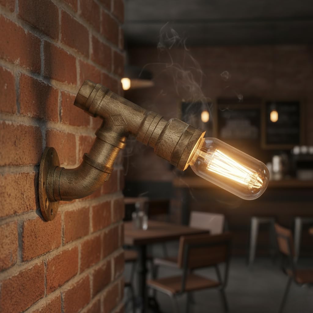 LEDSone Vintage Steampunk Wall Light Brushed Copper 12.5cm E27 Sconce