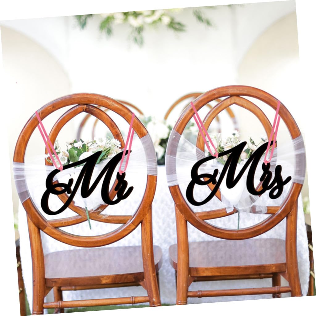 STOBAZA 3sätze Mr Mrs Hochzeitsstuhl-schild Aus Holz Mit Satinband Dekoration Für Hochzeiten Verlobungsfeiern Und Jubiläen Klare Druckqualität Für Romantische Atmosphäre