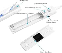 Vista 4 de Luz de armario con sensor de movimiento, tira de luces LED de 4.9 ft, encendido y apagado automático PIR, funciona con pilas, 6000 K blanco