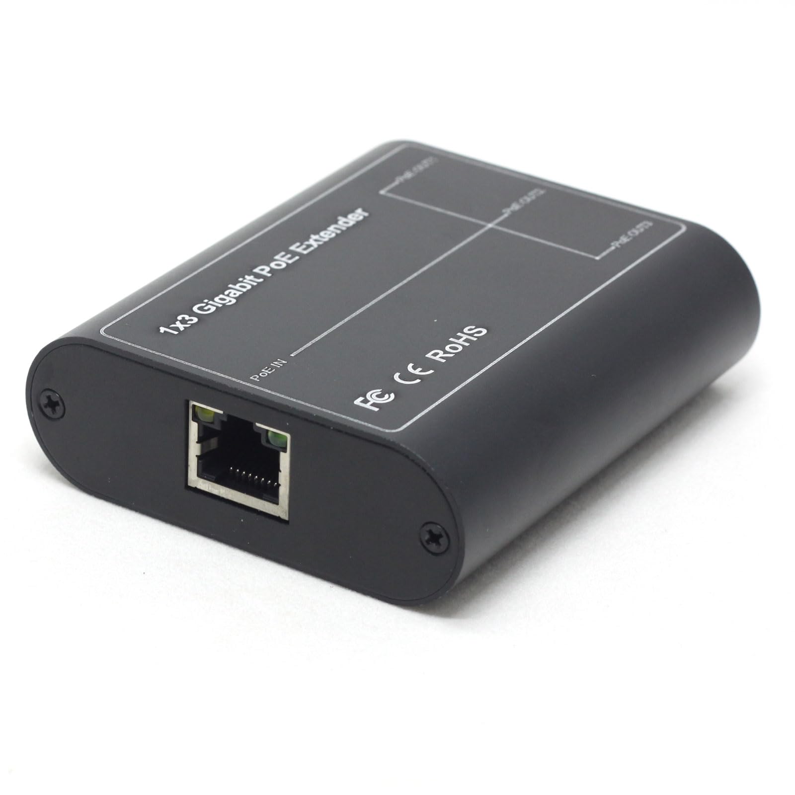 DSLRKIT 3-Port Outdoor Gigabit PoE Passthrough Switch PoE Extender 1 in 3 Out Cascade Repeater