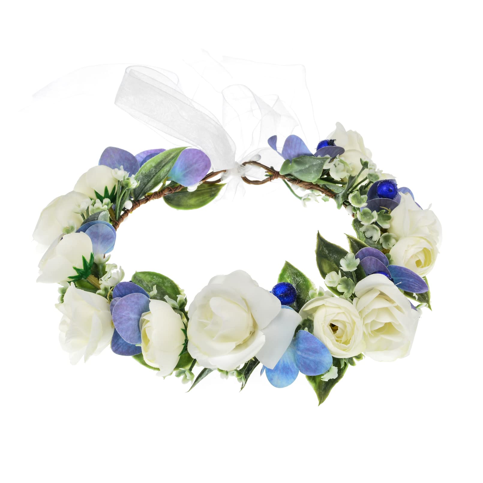 DreamLilyMaternity Woodland Photo Shoot Peony Flower Crown Hair Wreath Wedding Headband BC44 - blue - Medium
