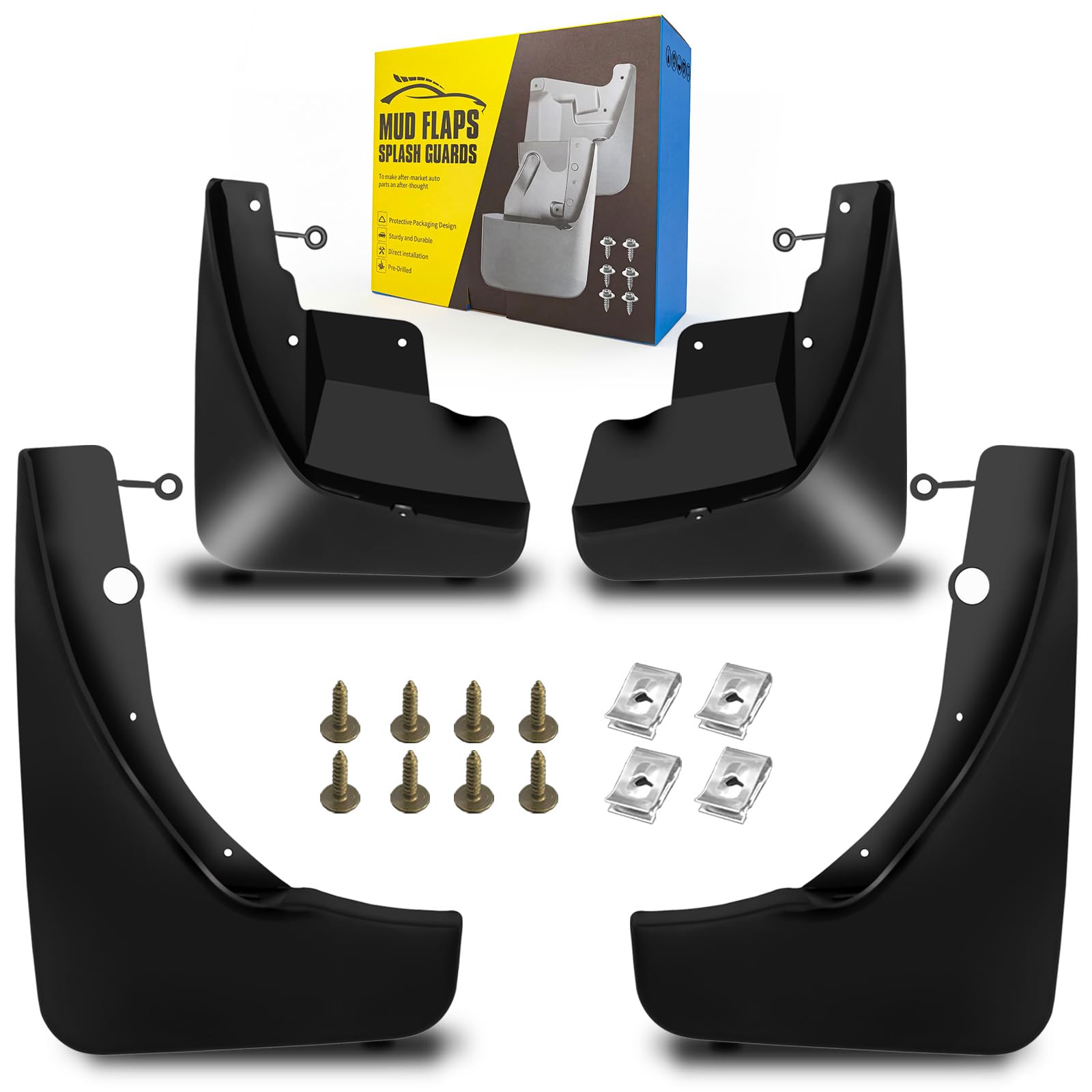 Mud Flaps Fit for 2011-2021 Je-ep Grand Cherokee (WK2) - Not Fit Submodel STR, STR-8, Summit, Dedicated Mudguard for Four Seasons Universal Protection, Front and Rear (Without Rock Rails)