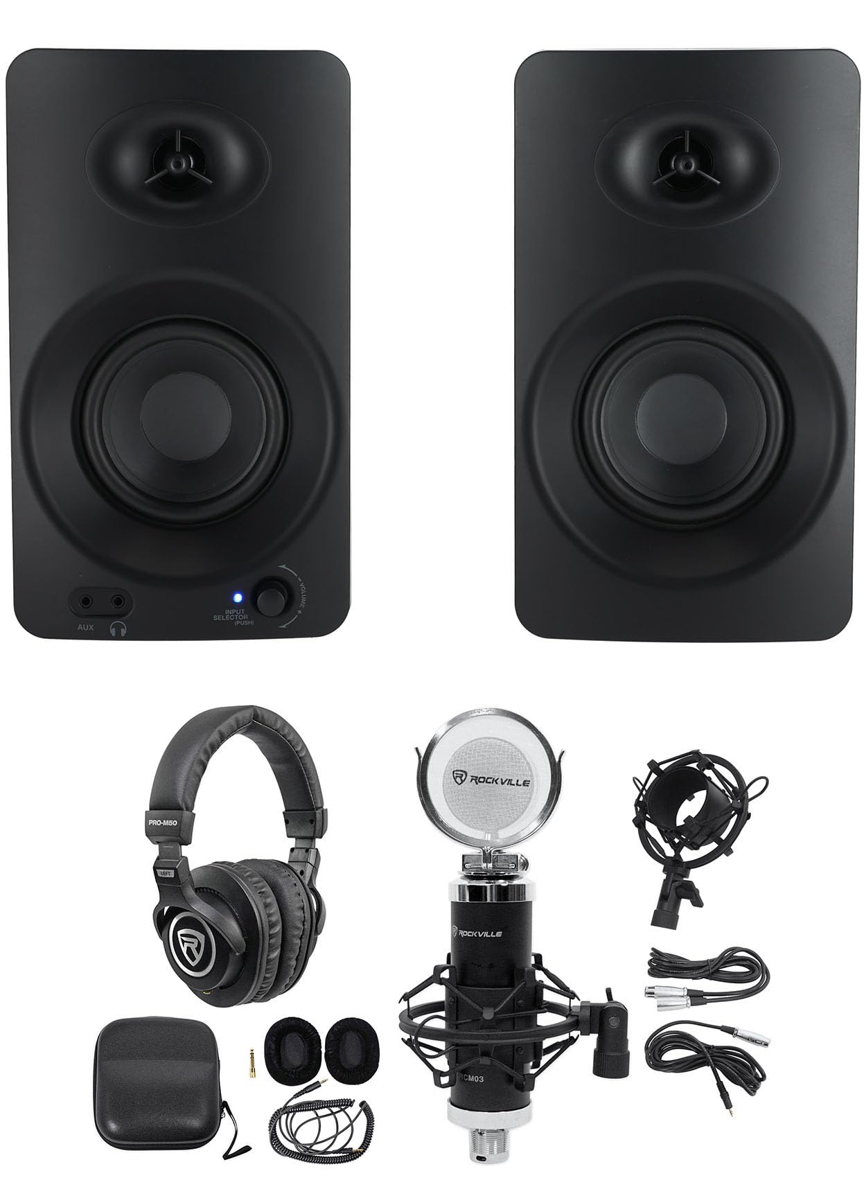 Amazon.com: Rockville ASM4 Bundle: (2) 4-in Pro Studio Monitor