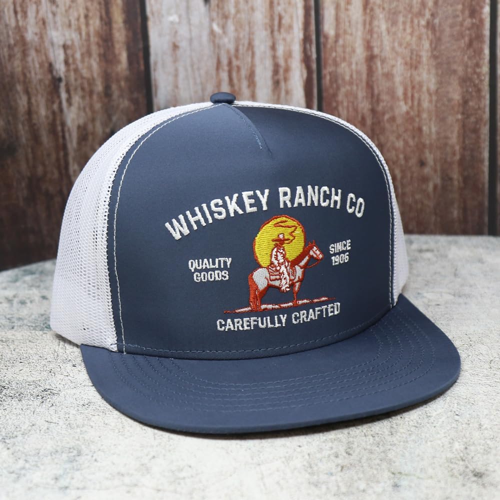 WHISKEY BENT HAT CO. The Murchison Adjustable Snapback Hat Navy/White