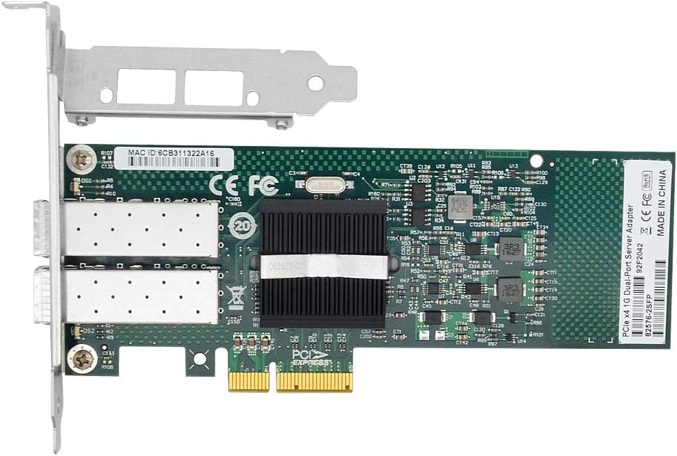 for Intel 82576 Chip 1.25G Gigabit Ethernet Converged Network Adapter (NIC), Dual RJ45 Copper Ports, PCI Express 2.0 X4, Same as E1G42ET