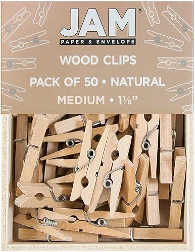 Miniatura 128 de JAM PAPER Wood Clip Clothespins - Small - 7/8 Inch - White - 50 Clothes Pins/Pack