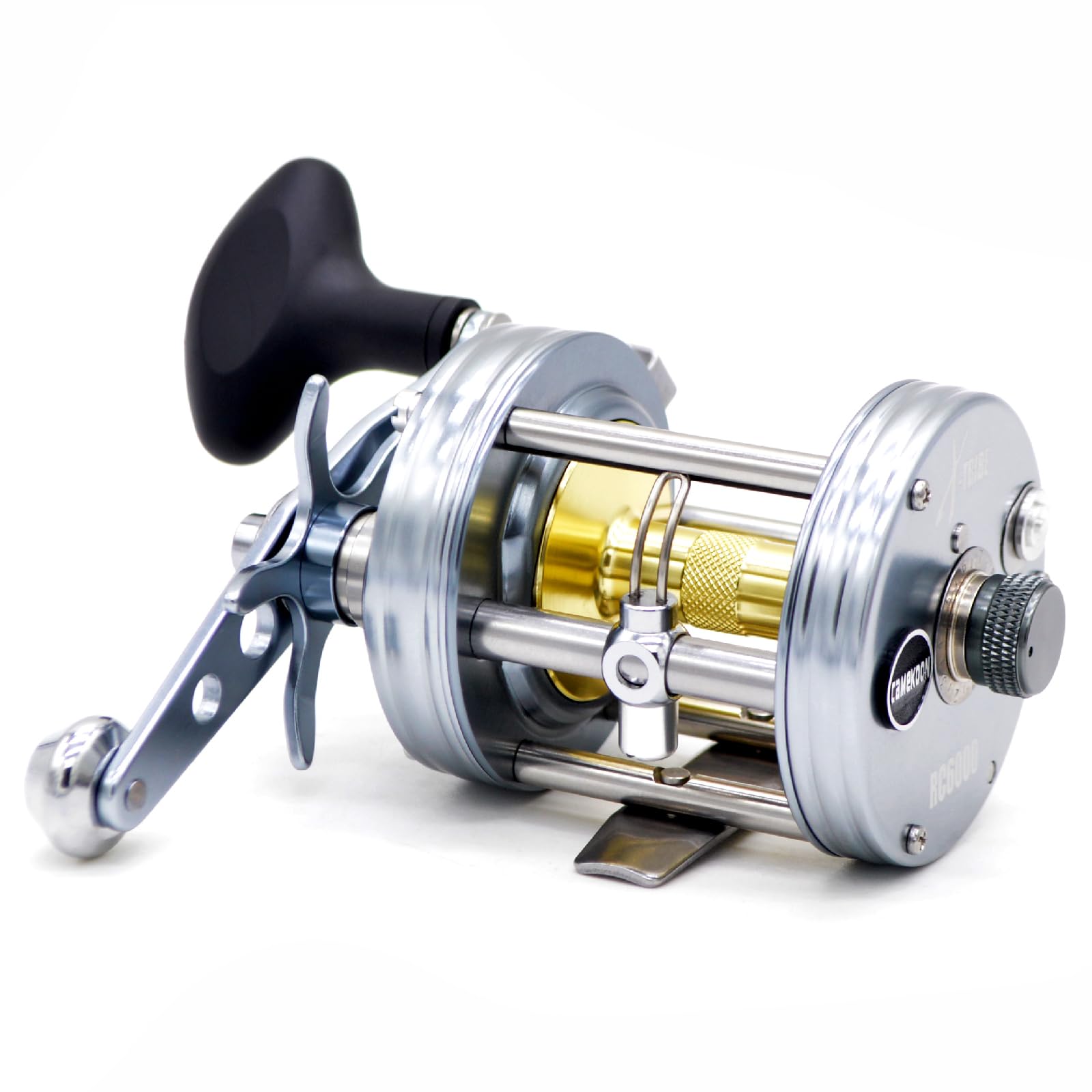 CAMEKOON X-Tribe Round Baitcasting Fishing Reel, Synchronized Level Wind System, 17 LBs Powerful Carbon Drag, 5.3:1 Gear Ratio, Single Power Handle, All Metal Frame and Side Covers for Saltwater