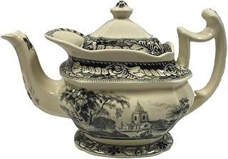 11 inch Pond Fishing Transferware Teapot