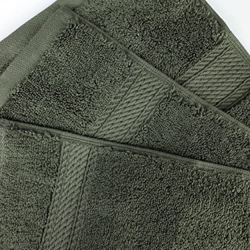 Superior Solid Egyptian Cotton Towel Set, Washcloths 13” X 13”, Hand Towels 20” X 30”, Bath Towels 30” X 55”, Forest Green, 6-Pieces #TOP4
