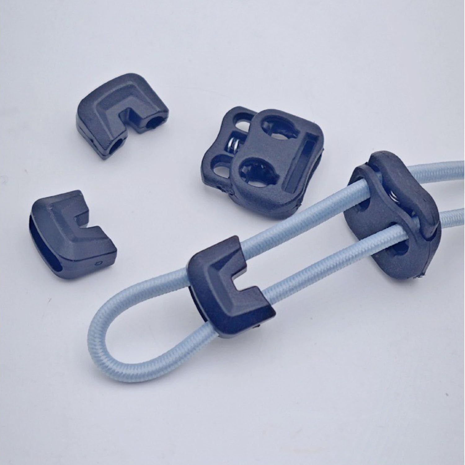 30 Pack Stretchy String Locks 1/8'' Double Hole Plastic Spring Cord Locks Elastic Cord Ends Stopper for 3mm Elastics Strings Elastics Bungee Cords Drawstrings Lanyard Paracord Shock Cords Rope - Image 3